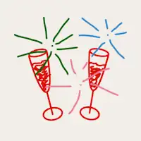 Icon Champagnerglaeser mit Silvesterfeuerwerk